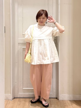 「studio CLIP（スタディオクリップ）のアイテム（トップス）」を使った、さかもってぃさん（レディース・163cm）の春コーディネート