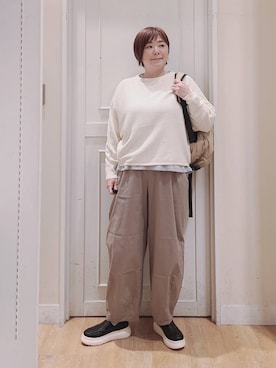 「クリップDAYS_studio CLIP」｜「アイテム（スリッポン）」を使った、さかもってぃさん（レディース・164cm）の秋コーディネート