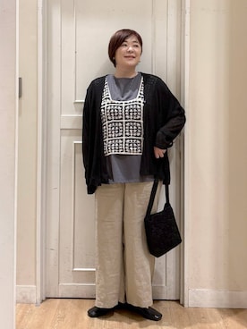 「アイテム（カーディガン/ボレロ）」を使った、さかもってぃさん（レディース・163cm）の春コーディネート