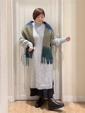 「アイテム（ネックレス）」を使った、さかもってぃさん（レディース・163cm・40代）の冬コーディネート