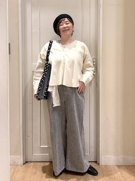 「studio CLIP（スタディオクリップ）のアイテム（帽子）」を使った、さかもってぃさん（レディース・163cm）の春コーディネート