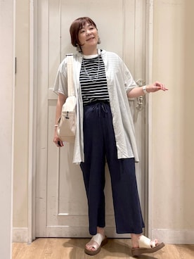 「アイテム（チュニック）」を使った、さかもってぃさん（レディース・163cm）の夏コーディネート