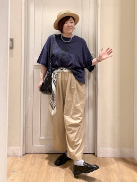 「アイテム（ストール/ショール）」を使った、さかもってぃさん（レディース・163cm）の夏コーディネート