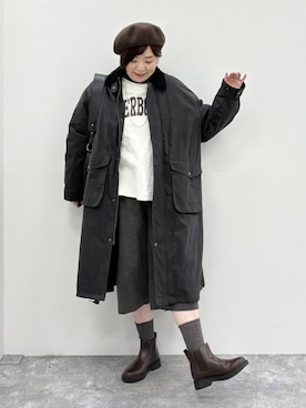 「アイテム（モッズコート）」を使った、さかもってぃさん（レディース・163cm）の秋コーディネート