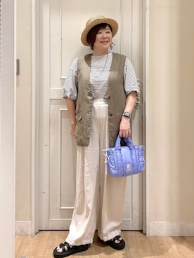 「アイテム（バッグ）」を使った、さかもってぃさん（レディース・163cm・40代）の夏コーディネート