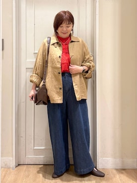 「アイテム（チェスターコート）」を使った、さかもってぃさん（レディース・163cm・40代）の夏コーディネート