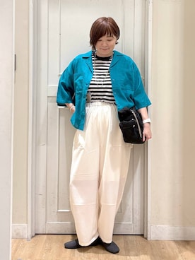 「アイテム（パンプス、グレー系）」を使った、さかもってぃさん（レディース・163cm）の夏コーディネート