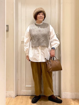 「アイテム（帽子）」を使った、さかもってぃさん（レディース・163cm・40代）の秋コーディネート