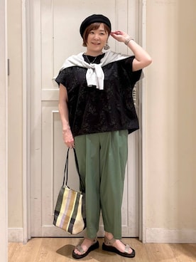 「studio CLIP（スタディオクリップ）のアイテム（キャップ）」を使った、さかもってぃさん（レディース・163cm）の春コーディネート