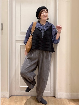 「キャミソール」｜さかもってぃさん（レディース・163cm・40代）の秋コーディネート