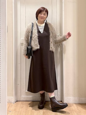 「アイテム（ワンピース）」を使った、さかもってぃさん（レディース・163cm・40代）の秋コーディネート