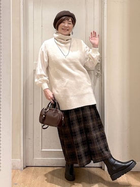 「アイテム（ハンチング/ベレー帽）」を使った、さかもってぃさん（レディース・163cm）の秋コーディネート