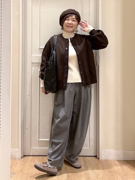「アイテム（ハンチング/ベレー帽）」を使った、さかもってぃさん（レディース・163cm）の秋コーディネート
