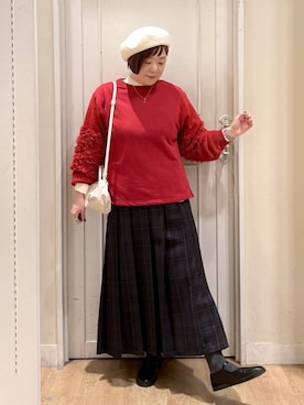 「アイテム（ハンチング/ベレー帽）」を使った、さかもってぃさん（レディース・163cm・40代）の冬コーディネート