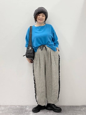 「アイテム（ニットキャップ/ビーニー）」を使った、さかもってぃさん（レディース・163cm・40代）の秋コーディネート