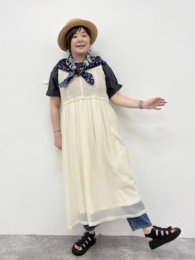 「アイテム（ワンピース）」を使った、さかもってぃさん（レディース・163cm・40代）の夏コーディネート