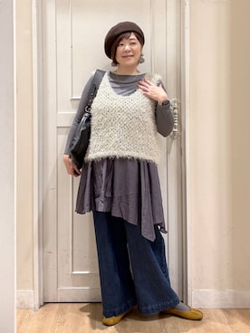 「アイテム（ベスト）」を使った、さかもってぃさん（レディース・163cm・40代）の秋コーディネート