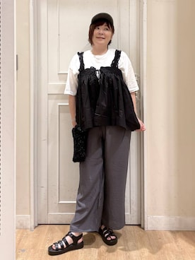 「アイテム（キャップ）」を使った、さかもってぃさん（レディース・163cm・40代）の夏コーディネート