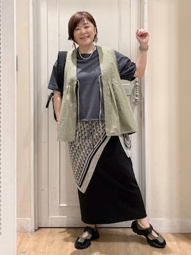 「アイテム（ベスト）」を使った、さかもってぃさん（レディース・163cm・40代）の夏コーディネート
