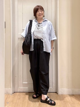 「ママコーデ」｜「アイテム（財布/小物）」を使った、さかもってぃさん（レディース・163cm）の夏コーディネート
