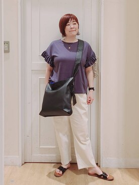「studio CLIP（スタディオクリップ）のトングサンダル（サンダル）」を使った、さかもってぃさん（レディース・164cm）の夏コーディネート