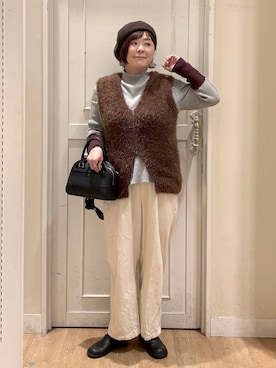 「アイテム（ハンチング/ベレー帽）」を使った、さかもってぃさん（レディース・163cm・40代）の冬コーディネート