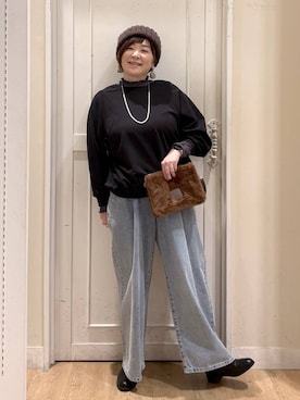 「アイテム（デニムパンツ）」を使った、さかもってぃさん（レディース・163cm・40代）の秋コーディネート