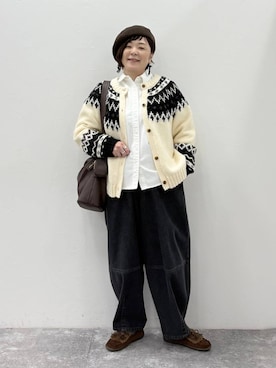 「アイテム（モカシン/デッキシューズ）」を使った、さかもってぃさん（レディース・163cm）の秋コーディネート