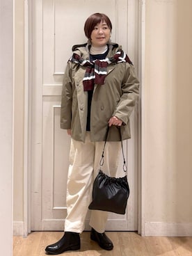 「アイテム（ショルダーバッグ）」を使った、さかもってぃさん（レディース・163cm・40代）の秋コーディネート