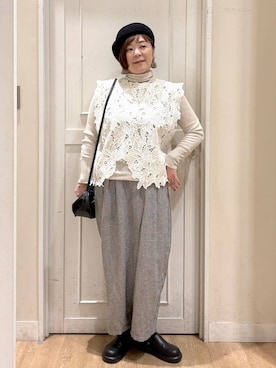 「studio CLIP（スタディオクリップ）のアイテム（ハンチング/ベレー帽）」を使った、さかもってぃさん（レディース・163cm）の冬コーディネート