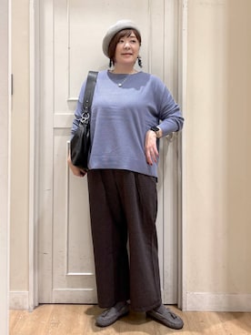 「アイテム（ハンチング/ベレー帽）」を使った、さかもってぃさん（レディース・163cm・40代）の秋コーディネート