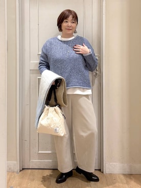 「アイテム（Tシャツ/カットソー）」を使った、さかもってぃさん（レディース・163cm・40代）の冬コーディネート