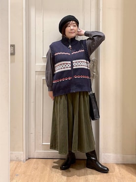 「アイテム（帽子）」を使った、さかもってぃさん（レディース・163cm・40代）の冬コーディネート