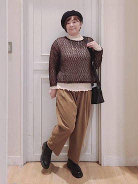 「アイテム（帽子）」を使った、さかもってぃさん（レディース・164cm・40代）の秋コーディネート
