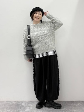 「アイテム（ハンチング/ベレー帽）」を使った、さかもってぃさん（レディース・163cm・40代）の秋コーディネート