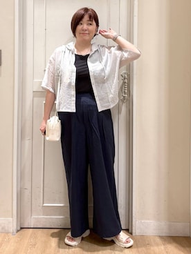 「アイテム（タンクトップ）」を使った、さかもってぃさん（レディース・163cm・40代）の夏コーディネート