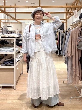 「studio CLIP（スタディオクリップ）のアイテム（キャップ）」を使った、さかもってぃさん（レディース・163cm）の春コーディネート