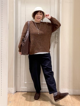 「アイテム（アクセサリー）」を使った、さかもってぃさん（レディース・163cm・40代）の秋コーディネート