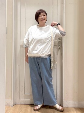 「クリップデニム_studio CLIP」｜「アイテム（アクセサリー）」を使った、さかもってぃさん（レディース・163cm）の春コーディネート
