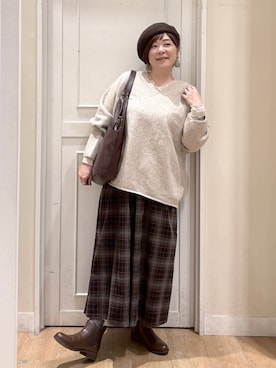 「アイテム（ハンチング/ベレー帽）」を使った、さかもってぃさん（レディース・163cm）の秋コーディネート