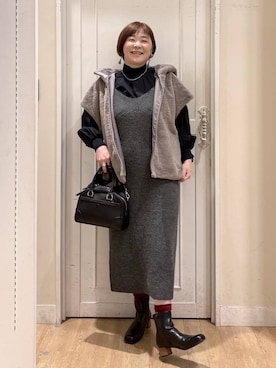 「アイテム（ベスト）」を使った、さかもってぃさん（レディース・163cm・40代）の冬コーディネート
