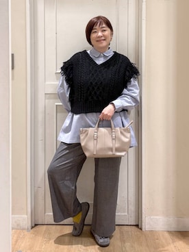 「アイテム（モカシン/デッキシューズ）」を使った、さかもってぃさん（レディース・163cm・40代）の秋コーディネート