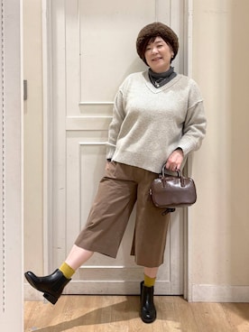 「アイテム（ニットキャップ/ビーニー）」を使った、さかもってぃさん（レディース・163cm・40代）の秋コーディネート