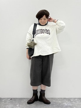 「アイテム（ハンチング/ベレー帽）」を使った、さかもってぃさん（レディース・163cm・40代）の秋コーディネート