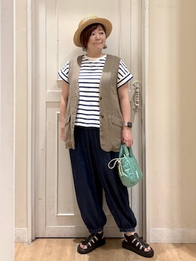 「アイテム（ベスト）」を使った、さかもってぃさん（レディース・163cm・40代）の夏コーディネート