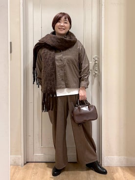「アイテム（トートバッグ）」を使った、さかもってぃさん（レディース・163cm・40代）の秋コーディネート