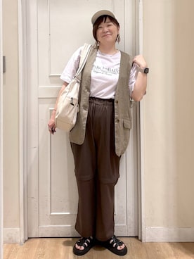 「アイテム（キャップ）」を使った、さかもってぃさん（レディース・163cm・40代）の夏コーディネート