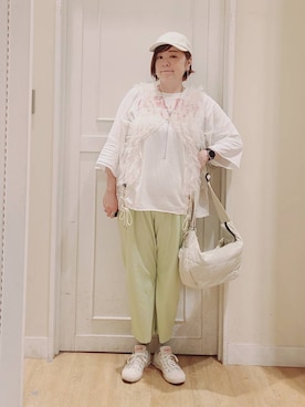 「チューブトップ」｜さかもってぃさん（レディース・164cm）の夏コーディネート