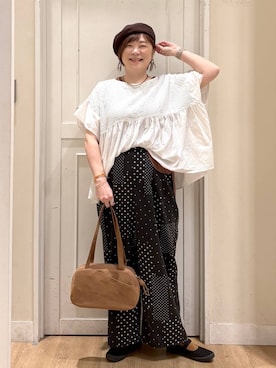 「アイテム（ハンチング/ベレー帽、ブラウン系）」を使った、さかもってぃさん（レディース・163cm）の夏コーディネート