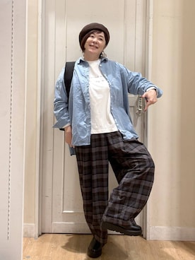 「アイテム（ハンチング/ベレー帽）」を使った、さかもってぃさん（レディース・163cm・40代）の秋コーディネート